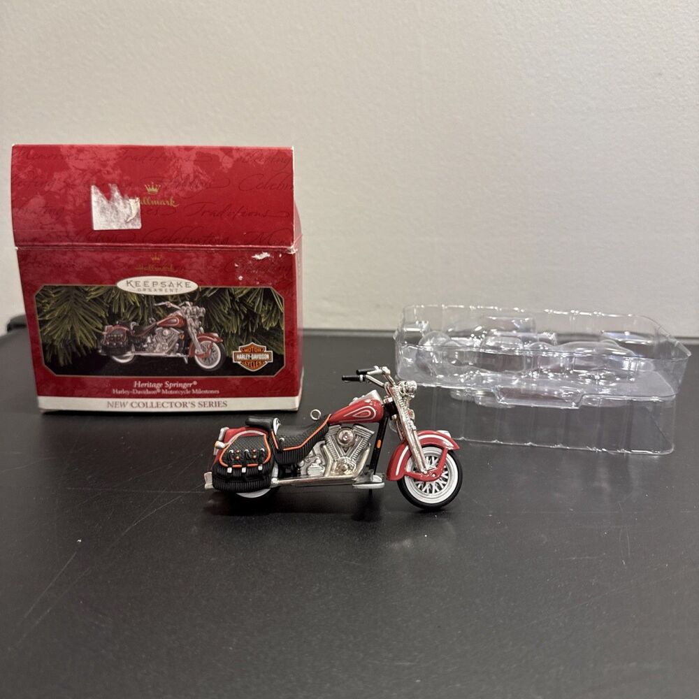 Vtg Hallmark Harley Davidson 1999 HD Heritage Springer keepsake Xmas ornament